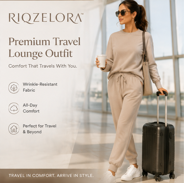 RIQZELORA™ Women's Travel Lounge Outfit Soft Matching Set Airport Outfit Casual Chic Jogger Pants Sweater Set