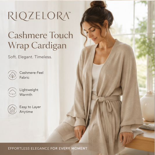 RIQZELORA™ Women's Cashmere Touch Wrap Cardigan Soft Open Front Sweater Lightweight Cozy Layering Lounge Wear