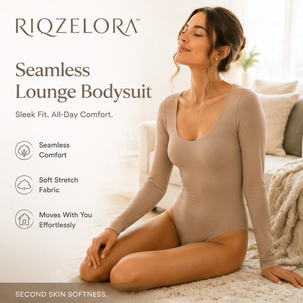 RIQZELORA™ Women's Seamless Lounge Bodysuit Soft Stretch One Piece Homewear Minimal Casual Comfort Outfit